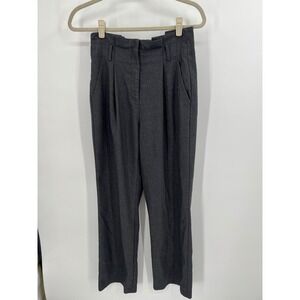 Love Whit‎ Charcoal Gray Pleated High Waist Straight Leg Trousers Pants 2